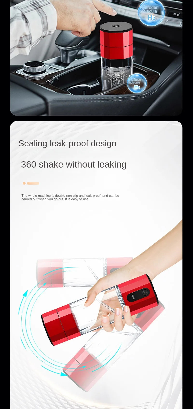 New PEM 10000ppb health intelligent portable alkaline generator all volume pure H2 hydrogen-rich water cup