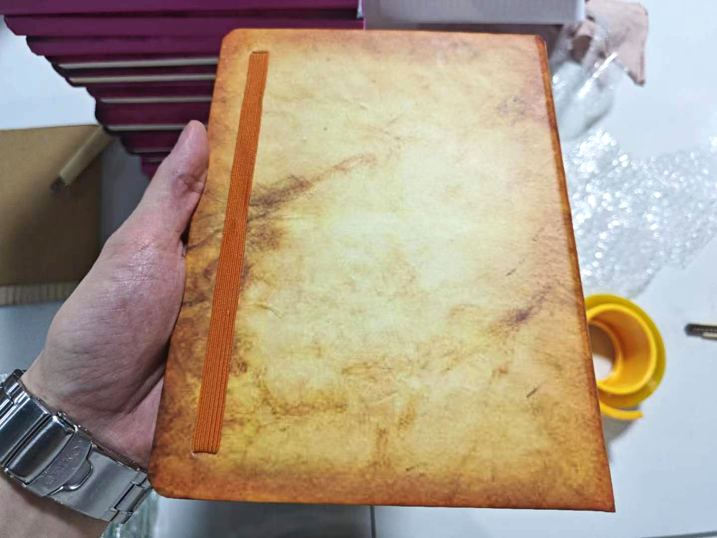 customized logo cover notebook with ribbion