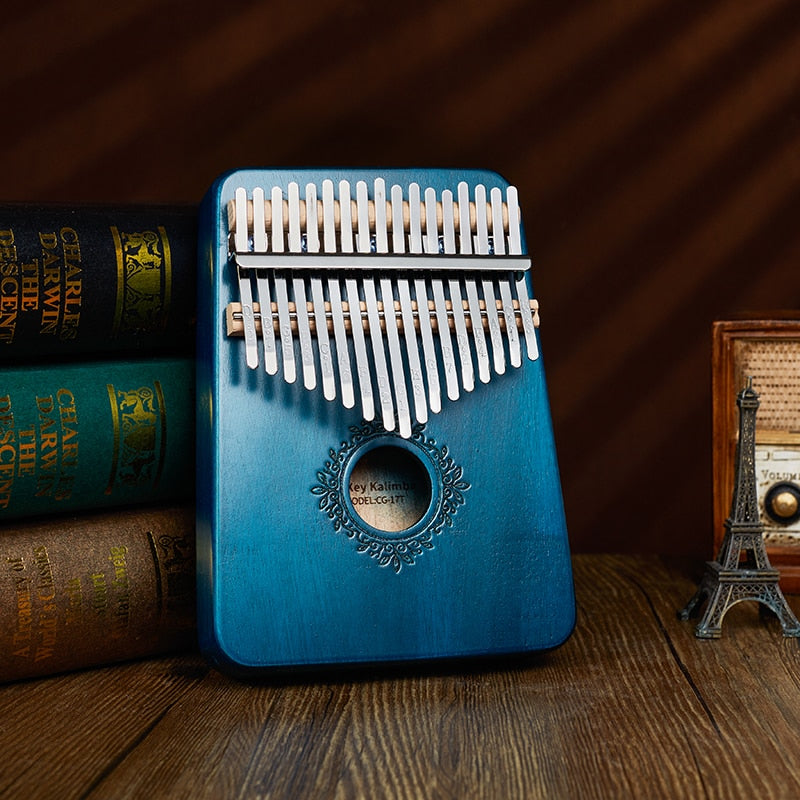 17 Keys Wood Mbira Body Kalimba Piano blue