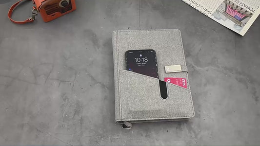 Charging Leather Notepad with power bank and USB disk function
