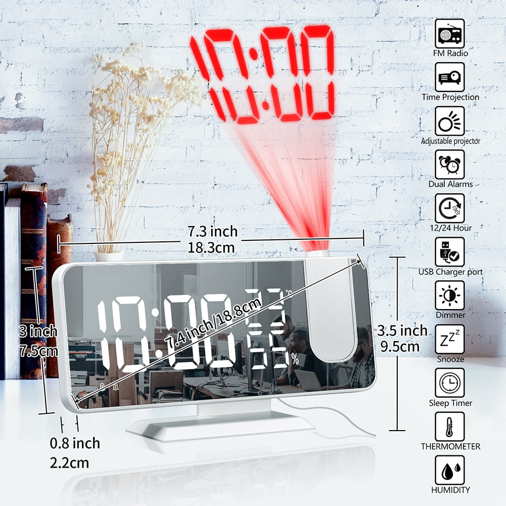 Smart Alarm Clocks with 180° Projection Time Snooze