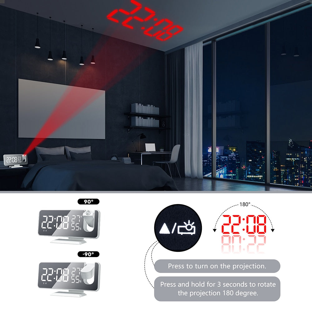 Smart Alarm Clocks with 180° Projection Time Snooze