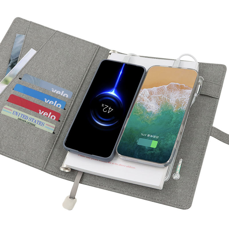Charging Leather Notepad with power bank and USB disk function