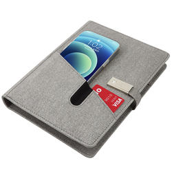 Charging Leather Notepad with power bank and USB disk function