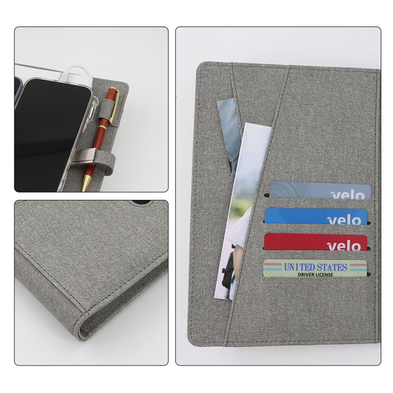 Charging Leather Notepad with power bank and USB disk function