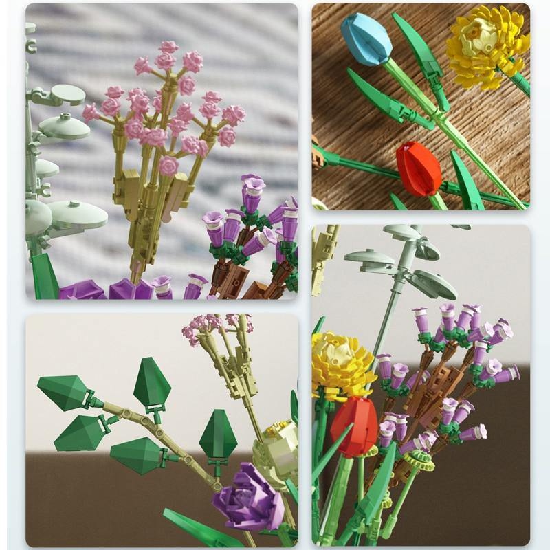 ST Building Blocks Flower Bouquet Bricks DIY Toys - ST healthy life
